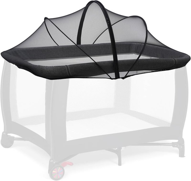 Cheermomo Pack n Play Cover, Travel Crib Tent, Pack and Play Mosquito Net Cover with 2-Way Zipper for Playpen/Mini Crib/Twin Bassinet to Keep Cats Out, Black - Image 1